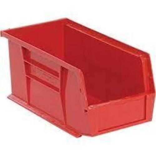 DESCRIPTION: (9) STACKING STORAGE BIN BRAND/MODEL: QUANTUM STORAGE #QUS230RD INFORMATION: RED RETAIL$: $89.94 TOTAL SIZE: 10-7/8" LENGTH X 5-1/2" WIDT