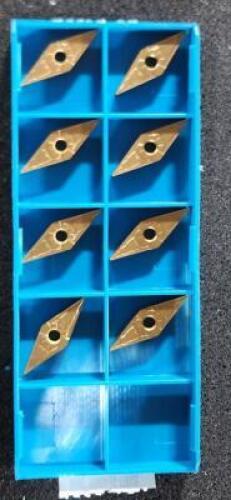 DESCRIPTION: (28) VNMG331 FG CARBIDE TURNING INSERTSBRAND/MODEL: INGERSOLL VNMG 16404 FG TT8125RETAIL$: $23.40 PER INSERTQTY: 28