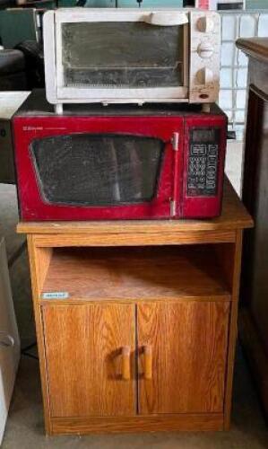 END TABLE WITH MICROWAVE AND TOASTER OVEN
