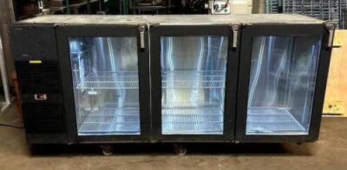 GLASS TENDER 84" THREE GLASS DOOR BACK BAR COOLER.