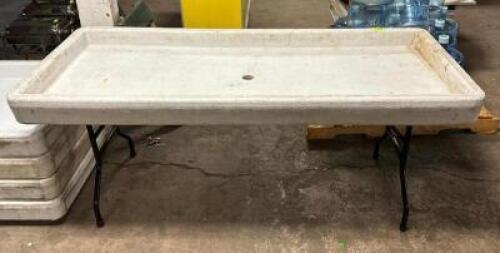72" X 30" WHITE PLASTIC FOLDING TABLE W/ 1" RAISED EDGE