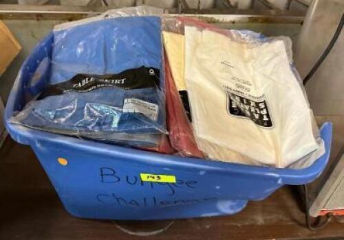 BOX OF ASSORTED TABLE COVERS AND SKIRTS