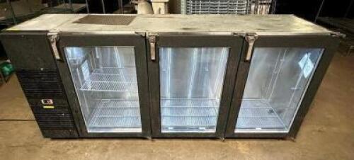GLASS TENDER 84" THREE GLASS DOOR BACK BAR COOLER.