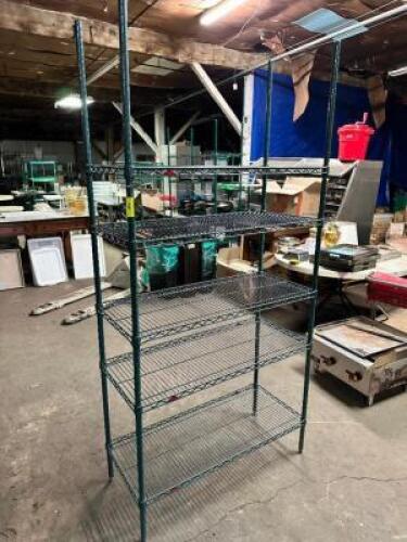 36" X 18" FIVE TIER COATED WIRE SHELF.