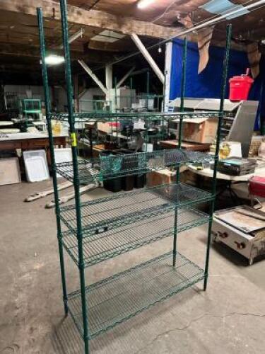 48" X 18" FIVE TIER COATED WIRE SHELF.