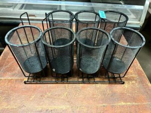 (7) WIRE SILVERWARE CADDYS W/ STAND.