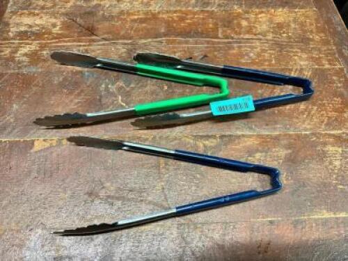 (3) STAINLESS TONGS