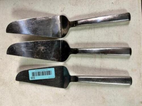 (3) STAINLESS PIE SERVERS