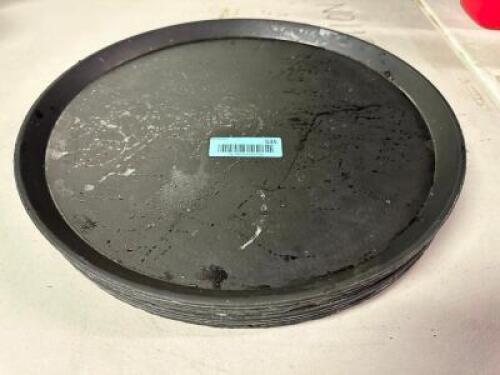 (6) 16" ROUND DRINK SERVING TRAYS ( BLACK )