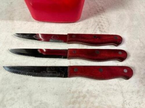 (24) STAINLESS STEAK KNIVES W/ WOODEN HANDLES