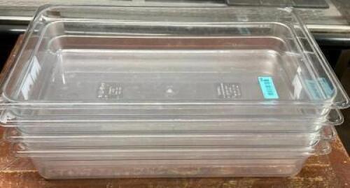 (4) FULL SIZE PLASTIC INSERTS. NO LIDS