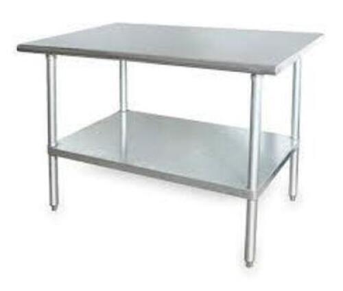 DESCRIPTION: (1) WORK TABLE BRAND/MODEL: PRODUCT NUMBER #2KRE7 INFORMATION: STAINLESS STEEL RETAIL$: $430.58 EA SIZE: 48"W 24" D 34-1/2" H QTY: 1