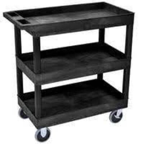 DESCRIPTION: (1) TUB SHELF UTILITY CART BRAND/MODEL: LUXOR/EC11HD-B INFORMATION: BLACK/TWO-TIER RETAIL$: $138.00 EA SIZE: 18" X 35-1/4" X 35-1/4" QTY: