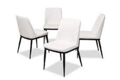 DESCRIPTION: (4) DINING CHAIR WITH LEGS AND HARDWARE BRAND/MODEL: BAXTON #150595 INFORMATION: WHITE RETAIL$: $507.11 EA SIZE: 1 OF 2 AND 2 OF 2 INCLUD