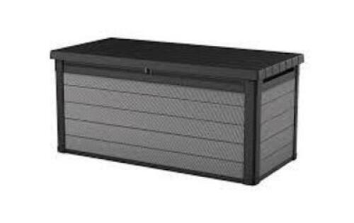 DESCRIPTION: (1) PREMIER DECK STORAGE BOXBRAND/MODEL: KETER #17206376INFORMATION: GREYRETAIL$: $278.60 EASIZE: 150 GALLON, 28 1/2"D X 27 1/2"H X 59 3/4"WQTY: 1
