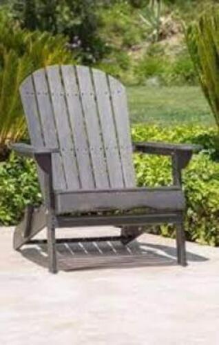 DESCRIPTION: (2) FOLDING WOOD ADIRONDACK CHAIR BRAND/MODEL: OBADIAH #57702.00GRY INFORMATION: GRAY RETAIL$: $107.50 EA SIZE: WOOD QTY: 2