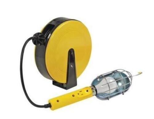 DESCRIPTION: (1) EXTENSION CORD REEL WITH HAND LAMP BRAND/MODEL: BAYCO #825 INFORMATION: YELLOW RETAIL$: $49.76 EA SIZE: 18" CORD, 125 VAC, 1250 WATTS