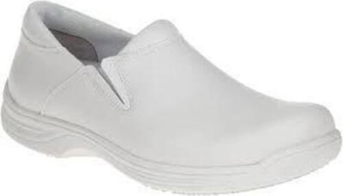 DESCRIPTION: (1) PAIR OF SLIP-RESISTANT COMFORT WORK SHOES BRAND/MODEL: GENUINE GRIP #4705 INFORMATION: WHITE RETAIL$: $58.90 EA SIZE: 9.5W MENS QTY: