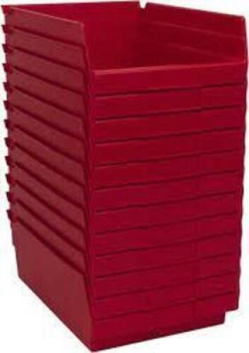 DESCRIPTION: (12) PLASTIC HOPPER SELF BINS BRAND/MODEL: AKRO-MILLS #30150 INFORMATION: RED RETAIL$: $80.13 TOTAL SIZE: 8-3/8 X 11-5/4X4 QTY: 12