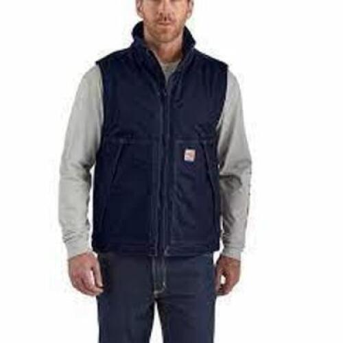 DESCRIPTION: (1) THINSULATE, FLAME RESISTANT DURABLE WATER REPELLENT VEST BRAND/MODEL: CARHARTT #103387-410 INFORMATION: BLACK RETAIL$: $199.00 EA SIZ