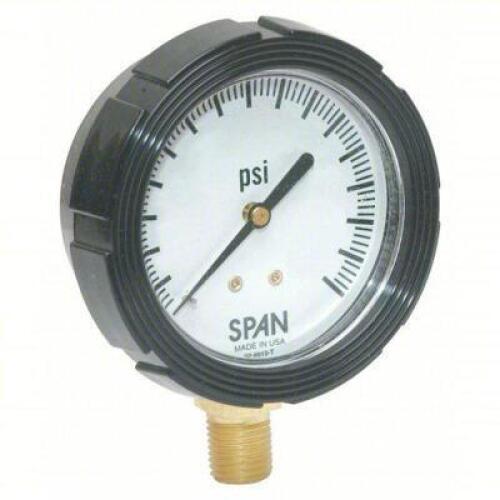 DESCRIPTION: (2) INDUSTRIAL PRESSURE GAUGE BRAND/MODEL: SPAN #5NMV9 INFORMATION: BLACK RETAIL$: $78.30 EA SIZE: 0 TO 100 PSI, 2 1/2 IN DIAL, LIQUID-FI