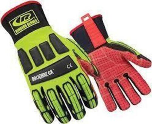 DESCRIPTION: (5) ROUGHNECK DURABLE WORK GLOVES BRAND/MODEL: RINGERS GLOVES INFORMATION: SAFETY GREEN RETAIL$: $38.99 PER PAIR SIZE: SIZE XXXL QTY: 5