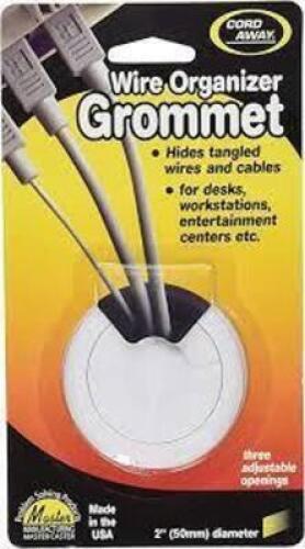 DESCRIPTION: (8) BOXES OF (6) WIRE ORGANIZER GROMMET BRAND/MODEL: CORD AWAY #348HG1 INFORMATION: BLACK RETAIL$: $5.99 PER GROMMET SIZE: 2" QTY: 8