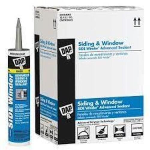 DESCRIPTION: (12) SIDING AND WINDOW ADVANCED SEALANT BRAND/MODEL: DAP #P50677 INFORMATION: MEDIUM GRAY RETAIL$: $101.76 TOTAL SIZE: 10.1 FL OZ QTY: 12