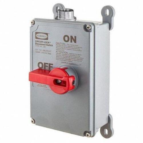 DESCRIPTION: (1) WIRING DEVICE KELLEMS ENCLOSED DISCONNECT SWITCH BRAND/MODEL: HUBBELL #16R068 RETAIL$: $518.70 EA SIZE: Non Fusible, 30 A Amps, 600V
