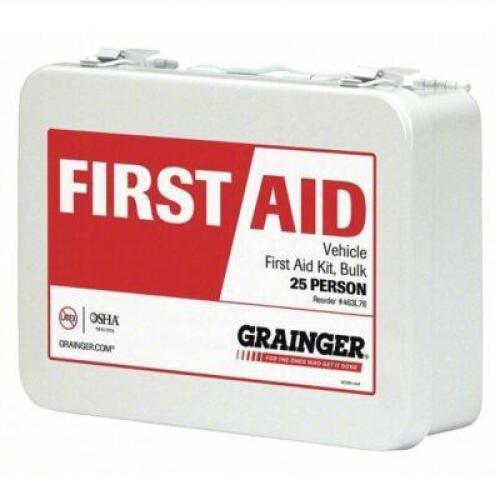 DESCRIPTION: (2) FIRST AID KITS BRAND/MODEL: PRODUCT NUMBER #463L78 INFORMATION: WHITE RETAIL$: $65.87 EA SIZE: 25 PEOPLE SERVED QTY: 2