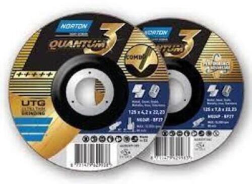 DESCRIPTION: (10) CUT-OFF WHEEL BRAND/MODEL: NORTON QUANTUM 3 #662528-46246 RETAIL$: $138.50 EA SIZE: 6 X 1/16X5/8-11 QTY: 10