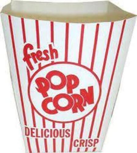 DESCRIPTION: (3) CASES OF (500) POPCORN BOX BRAND/MODEL: DIXIE RETAIL$: $68.95 EA SIZE: 2.5X3.5 X 6.2 QTY: 3