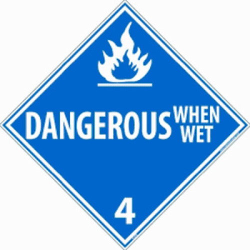 DESCRIPTION: (1) PACK OF (100) DANGEROUS WHEN WET PLACARD BRAND/MODEL: DOT PLACARD RETAIL$: $50.00 EA QTY: 1