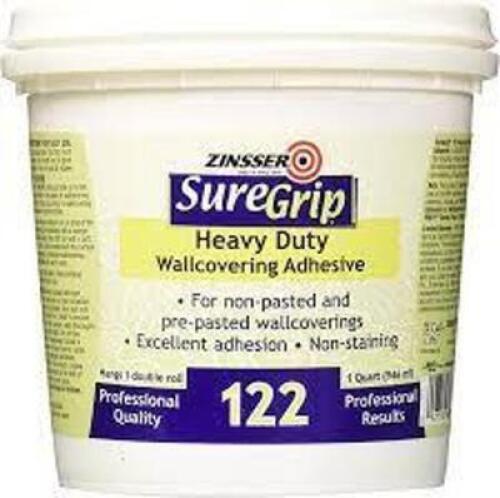 DESCRIPTION: (2) WALLCOVERING ADHESIVE BRAND/MODEL: ZINSSER SURE GRIP RETAIL$: $18.99 EA SIZE: 1 GALLON QTY: 2