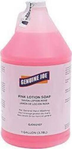 DESCRIPTION: (2) PINK LOTION SOAP BRAND/MODEL: GENUINE JOE #GJO02107 RETAIL$: $10.00 EA SIZE: 1 GALLON QTY: 2