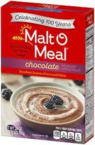 DESCRIPTION: (3) QUICK COOKING HOT WHEAT CEREAL BRAND/MODEL: MALT O MEAL INFORMATION: CHOCOLATE RETAIL$: $5.83 EA SIZE: 1 LB 12 OZ QTY: 3