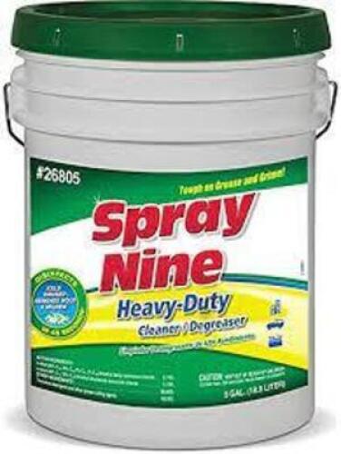 DESCRIPTION: (1) BUCKET OF HEAVY DUTY CLEANER AND DEGREASER BRAND/MODEL: SPRAY NINE #26805 RETAIL$: $100.00 EA SIZE: 5 GALLON QTY: 1