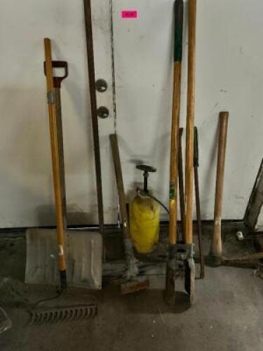 (1) LOT OF ASSORTED LONG HANDLE TOOLS