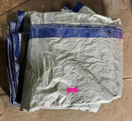 (3) LARGE BLUE PLASTIC TARPS
