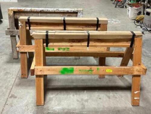 DESCRIPTION: (3) 48" WOODEN SAWHORSES SIZE: 48"X32" LOCATION: WAREHOUSE QTY: 3