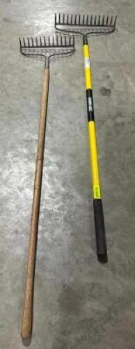 DESCRIPTION: (2) LONG HANDLE RAKES LOCATION: WAREHOUSE QTY: 2