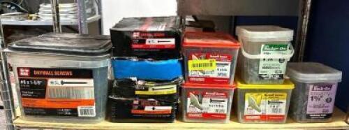 DESCRIPTION: CONTENTS OF SHELF (ASSORTED DRYWALL SCREWS AS SHOWN) LOCATION: WAREHOUSE #1- PAINT ROOM