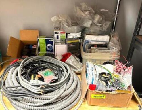 DESCRIPTION: ASSORTED ELECTRICAL HARDWARE AND SUPPLIES AS SHOWN LOCATION: WAREHOUSE #1- PAINT ROOM