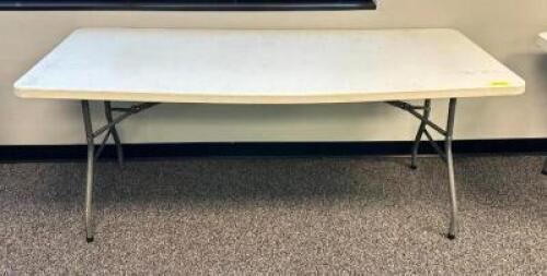 DESCRIPTION: (2) 72" COLLAPSIBLE PLASTI FOLDING TABLES SIZE: 72" X 30" LOCATION: OFFICE