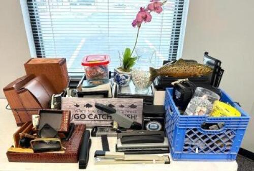 DESCRIPTION: LARGE ASSORTMENT OF OFFICE SUPPLIES AS SHOWN LOCATION: OFFICE