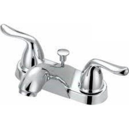 DESCRIPTION: DOUBLE HANDLE CENTERSET BATHROOM SINK FAUCET -CHROME BRAND/MODEL: GLACIER BAY INFORMATION: NEW RETAIL$: $39.99 LOCATION: OFFICE