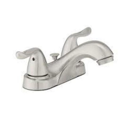 DESCRIPTION: DOUBLE HANDLE CENTERSET BATHROOM SINK FAUCET - BRUSHED NICKEL BRAND/MODEL: GLACIER BAY 195157 INFORMATION: NEW RETAIL$: $39.99 LOCATION:
