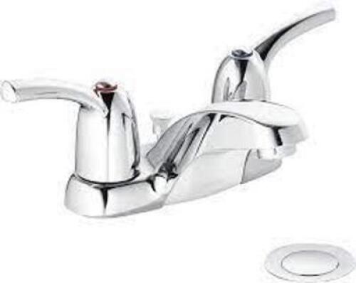 DESCRIPTION: ADLER DOUBLE HANDLE CENTERSET BATHROOM FAUCET-CHROME BRAND/MODEL: MOEN CA84403 INFORMATION: NEW RETAIL$: $79.95 LOCATION: OFFICE