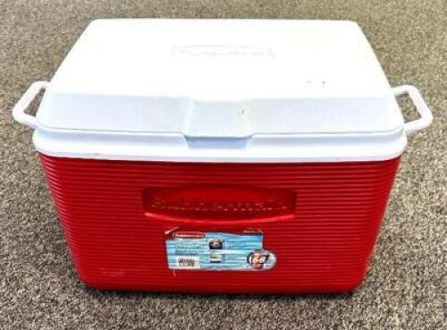 DESCRIPTION: RUBBERMAID 48 QT COOLER-RED BRAND/MODEL: RUBBERMAID SIZE: 48 QT LOCATION: OFFICE