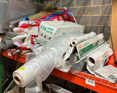 DESCRIPTION: ASSORTED PLASTIC AND PAPER SHEETING ROLLS AS SHOWN LOCATION: WAREHOUSE QTY: 1